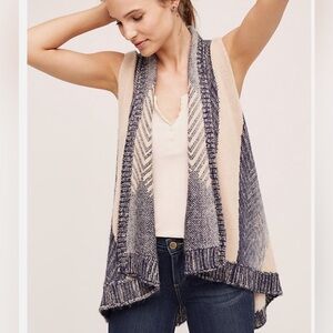 Anthropologie Mabli Vest By Sleeping on Snow Women XS/S Wool Blend Open Sweater